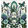 image:imageAmbesonne Turquoise Shower Curtain Green Tones Misty Woodland Scenery Featuring Mountain Range Landscape Cloth Fabric Bathroom Decor Set with Hooks 69 W x 75 L Dark Seafoam Dark TealSeafoam Jade Green Ivory