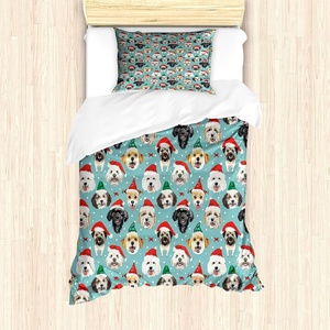 image:imageAmbesonne Christmas Duvet Cover Set Whimsical Happy Dogs and Puppies with Santas Hat Illustration Print Decorative 2 Piece Bedding Set with 1 Pillow Sham Twin Size Seafoam Vermilion GreenSeafoam Vermilion Green