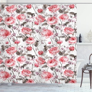 image:imageAmbesonne Flower Shower Curtain Blooming Orchid Spring Bouquet Romance Wedding Themed Natural Beauties Fragrance Cloth Fabric Bathroom Decor Set with Hooks 69 W x 84 L Off White Reseda GreenCoral Taupe