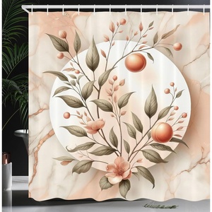 image:imageAmbesonne Peach Shower Curtain Get Naked Phrase Written on Pastel Back Fruits and Leaves Fun Playful Cloth Fabric Bathroom Decor Set with Hooks 69 W x 70 L Blush Dark Coral YellowSlate Brown and Pale Tan