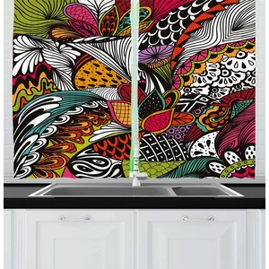 image:imageAmbesonne Sloth Kitchen Curtains Cartoon Character Sleeping on Branch Jungle Animal in Night Sky Theme Window Drapes 2 Panel Set for Kitchen Cafe Decor 55 x 39 Plum Brown GreenWhite Red Multicolor