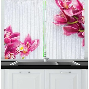 image:imageAmbesonne Sloth Kitchen Curtains Cartoon Character Sleeping on Branch Jungle Animal in Night Sky Theme Window Drapes 2 Panel Set for Kitchen Cafe Decor 55 x 39 Plum Brown GreenFawn Hot Pink Pastel Yellow and Dark Peach