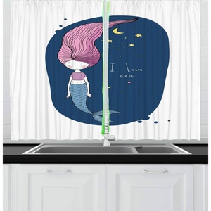 image:imageAmbesonne Sloth Kitchen Curtains Cartoon Character Sleeping on Branch Jungle Animal in Night Sky Theme Window Drapes 2 Panel Set for Kitchen Cafe Decor 55 x 39 Plum Brown GreenBlue Pink Yellow