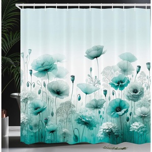 image:imageAmbesonne Turquoise Shower Curtain Green Tones Misty Woodland Scenery Featuring Mountain Range Landscape Cloth Fabric Bathroom Decor Set with Hooks 69 W x 75 L Dark Seafoam Dark TealMint Green Seafoam White