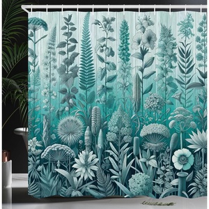 image:imageAmbesonne Turquoise Shower Curtain Green Tones Misty Woodland Scenery Featuring Mountain Range Landscape Cloth Fabric Bathroom Decor Set with Hooks 69 W x 75 L Dark Seafoam Dark TealPale Teal Seafoam