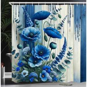 image:imageAmbesonne Turquoise Shower Curtain Green Tones Misty Woodland Scenery Featuring Mountain Range Landscape Cloth Fabric Bathroom Decor Set with Hooks 69 W x 75 L Dark Seafoam Dark TealDark Turquoise and Off White