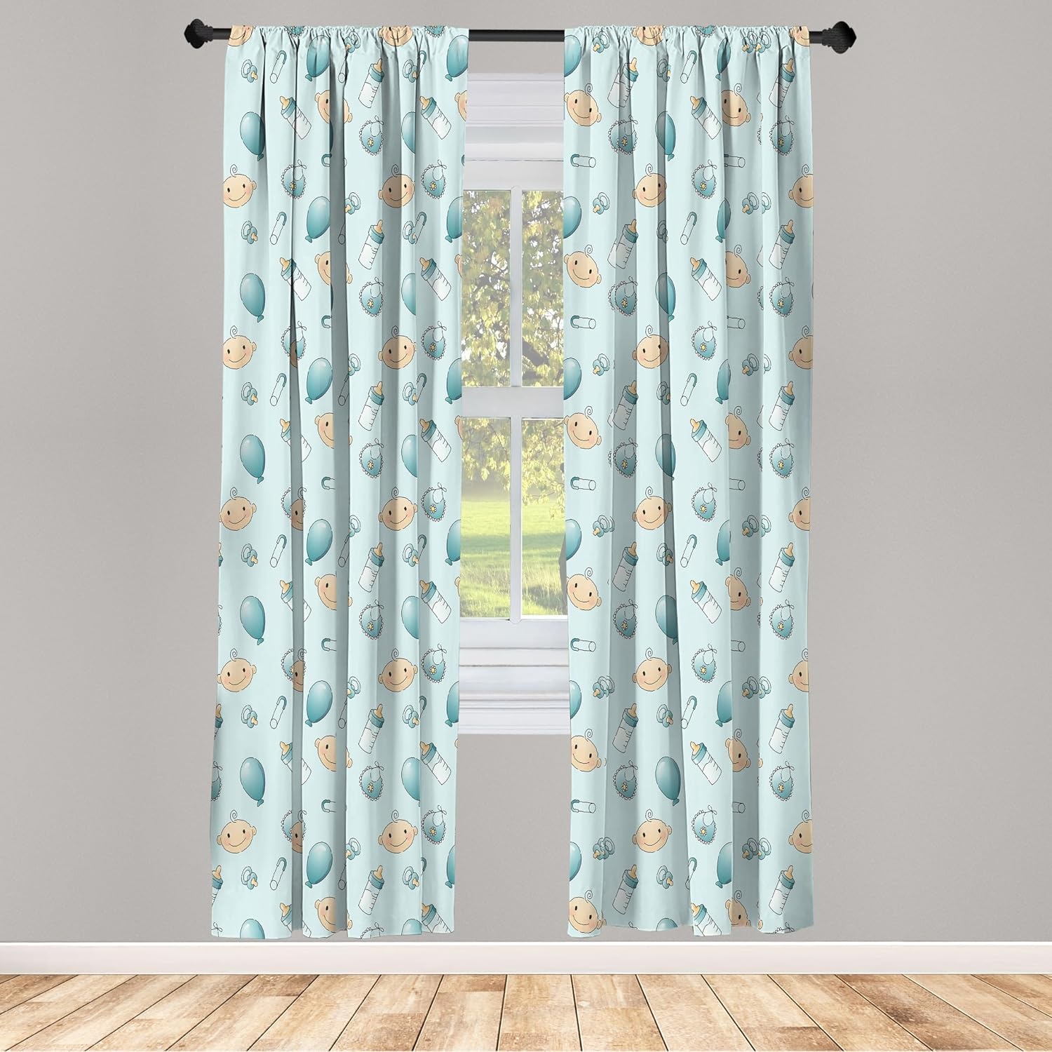 image:imageAmbesonne Paisley Curtains Bohemian Design Creamy Neutral Colored Ornament Ethnic Floral Leafy Window Treatments 2 Panel Set for Living Room Bedroom Pair of  28 x 63 Ivory Pale Sepia DimgrayBlue Turquoise