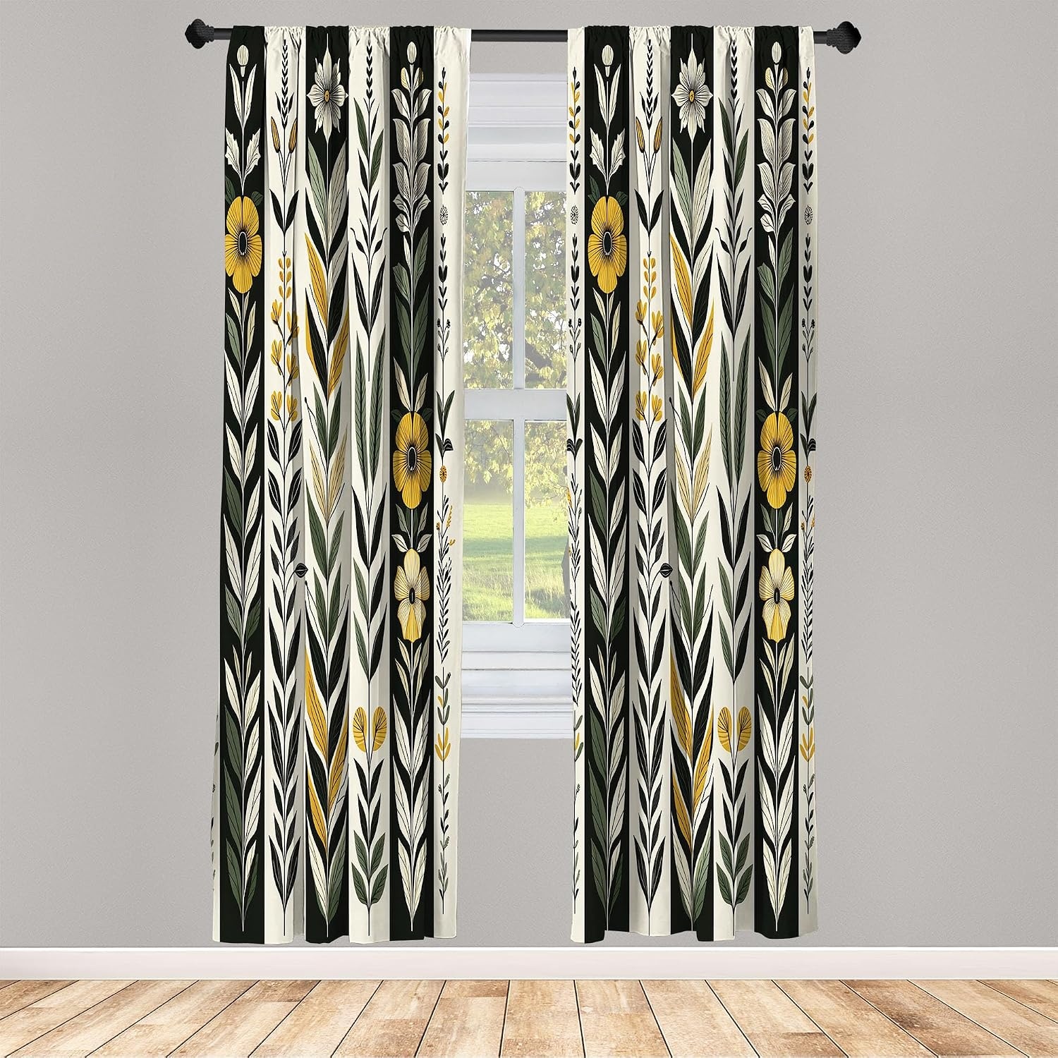 image:imageAmbesonne Paisley Curtains Bohemian Design Creamy Neutral Colored Ornament Ethnic Floral Leafy Window Treatments 2 Panel Set for Living Room Bedroom Pair of  28 x 63 Ivory Pale Sepia DimgrayEarth Yellow Laurel Green