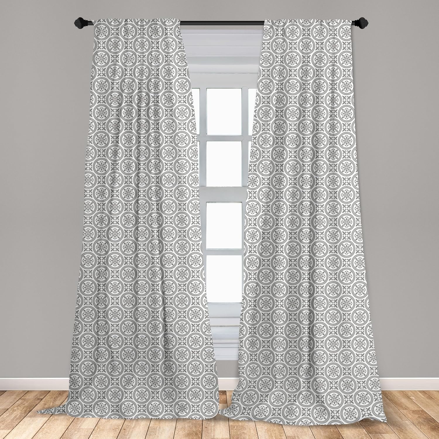 image:imageAmbesonne Paisley Curtains Bohemian Design Creamy Neutral Colored Ornament Ethnic Floral Leafy Window Treatments 2 Panel Set for Living Room Bedroom Pair of  28 x 63 Ivory Pale Sepia DimgrayWhite and Grey