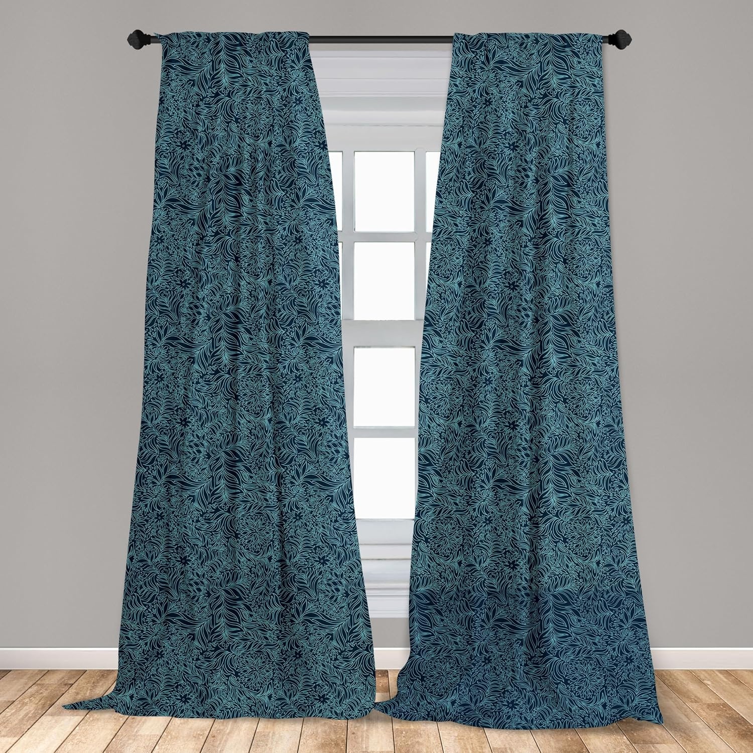 image:imageAmbesonne Paisley Curtains Bohemian Design Creamy Neutral Colored Ornament Ethnic Floral Leafy Window Treatments 2 Panel Set for Living Room Bedroom Pair of  28 x 63 Ivory Pale Sepia DimgrayTurquoise Blue