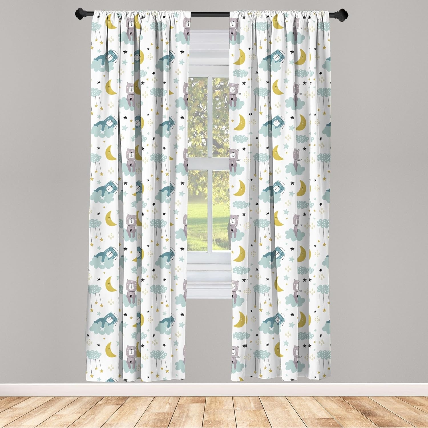 image:imageAmbesonne Paisley Curtains Bohemian Design Creamy Neutral Colored Ornament Ethnic Floral Leafy Window Treatments 2 Panel Set for Living Room Bedroom Pair of  28 x 63 Ivory Pale Sepia DimgrayCadet Blue Fawn