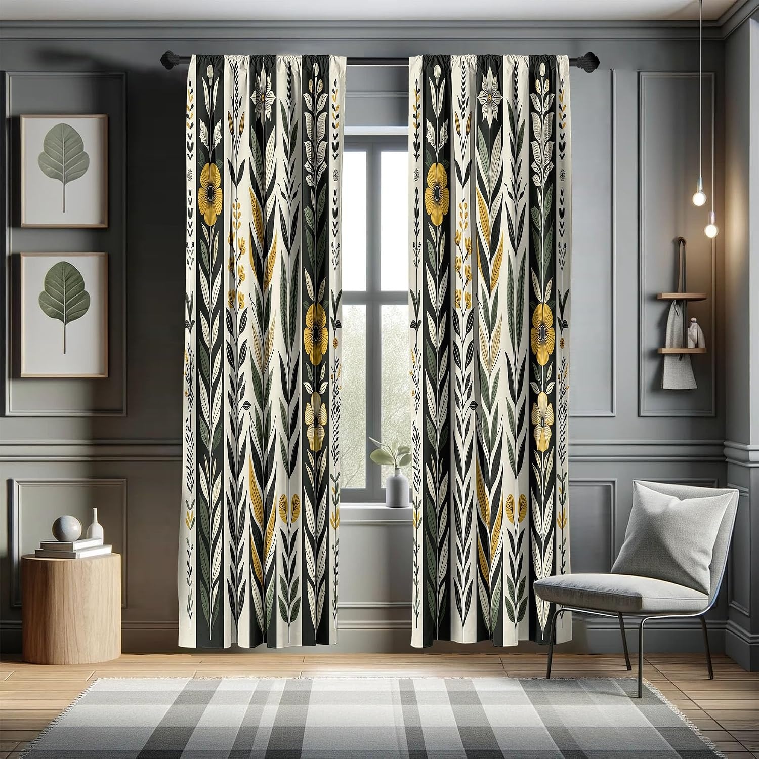 image:imageAmbesonne Paisley Curtains Bohemian Design Creamy Neutral Colored Ornament Ethnic Floral Leafy Window Treatments 2 Panel Set for Living Room Bedroom Pair of  28 x 63 Ivory Pale Sepia DimgrayEarth Yellow Laurel Green