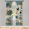 image:imageAmbesonne Neutral Window Curtains Pack of 2 Exotic Botanical Illustration of Leaves Pastel Tones Ferns and Palms Lightweight Set amp Rod Pocket 4 Panels of  28 x 63 Pale Reseda Green CoconutSlate Blue Eggshell Fawn