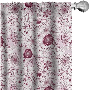 image:imageAmbesonne Floral Curtains Exquisite Floral Inspired Vibrant Toned Branch Blush Baroque Curls Image Window Treatments 2 Panel Set for Living Room Bedroom Pair of  28 x 95 Maroon RoseMaroon Rose