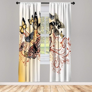image:imageAmbesonne Floral Window Curtains Minimalist Design Cozy Neutral Farmhouse Plaid with Leaves and Flowers Lightweight Decorative 2Panel Set amp Rod Pocket Pair of  28 x 95 Sage Green Blue YellowOrange White