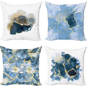 image:imageAmbesonne Marble Print Throw Pillow Cushion Case Pack of 4 Contemporary Greyscale Hazy Hues and Neutral Stone Like Motifs Print Modern Accent DoubleSided Digital Printing 20 Beige Pale Sky Blue