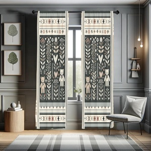 image:imageAmbesonne Neutral Window Curtains Pack of 2 Cartoonish Bears Nordic Scandi Themed Leaves Botanical Hearts Minimal Tones Lightweight Set with Rod Pocket 4 Panels of  28 x 95 Grey Tan and IvoryGrey Tan and Ivory