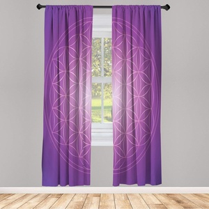 image:imageAmbesonne Neutral Window Curtains Pack of 2 Exotic Botanical Illustration of Leaves Pastel Tones Ferns and Palms Lightweight Set amp Rod Pocket 4 Panels of  28 x 63 Pale Reseda Green CoconutFuchsia Purple