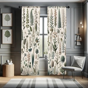 image:imageAmbesonne Neutral Window Curtains Pack of 2 Exotic Botanical Illustration of Leaves Pastel Tones Ferns and Palms Lightweight Set amp Rod Pocket 4 Panels of  28 x 63 Pale Reseda Green CoconutPale Reseda Green Coconut