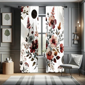 image:imageAmbesonne Neutral Window Curtains Pack of 2 Exotic Botanical Illustration of Leaves Pastel Tones Ferns and Palms Lightweight Set amp Rod Pocket 4 Panels of  28 x 63 Pale Reseda Green CoconutMaroon Dark Sea Green