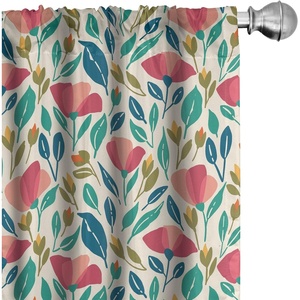 image:imageAmbesonne Paisley Curtains Bohemian Design Creamy Neutral Colored Ornament Ethnic Floral Leafy Window Treatments 2 Panel Set for Living Room Bedroom Pair of  28 x 63 Ivory Pale Sepia DimgrayCoral Blue