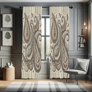 image:imageAmbesonne Paisley Curtains Delicate Bohemian Leafy Motives on Stripes in Neutral Muted Colors Window Treatments 2 Panel Set for Living Room Bedroom Pair of  28 x 63 Warm Taupe Ivory and SepiaWarm Taupe Ivory and Sepia