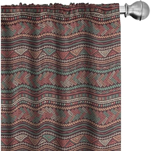 image:imageAmbesonne Paisley Curtains Delicate Bohemian Leafy Motives on Stripes in Neutral Muted Colors Window Treatments 2 Panel Set for Living Room Bedroom Pair of  28 x 63 Warm Taupe Ivory and SepiaMaroon Coral