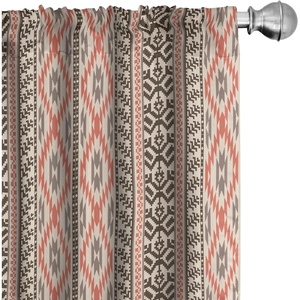 image:imageAmbesonne Paisley Curtains Delicate Bohemian Leafy Motives on Stripes in Neutral Muted Colors Window Treatments 2 Panel Set for Living Room Bedroom Pair of  28 x 63 Warm Taupe Ivory and SepiaBrown Coral