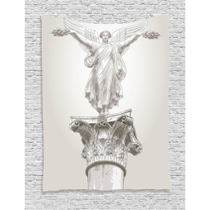 image:imageAmbesonne Retro Tapestry Angel Greek Muse on NeoClassic Pillars Relic Print Antique Neutral Toned Graphic Print Wall Hanging for Bedroom Living Room Dorm Decor 60 X 80 WhiteWhite Eggshell