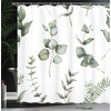 image:imageAmbesonne Eucalyptus Shower Curtain Modern Botanical Design Leaves in Watercolor Painting Theme Cloth Fabric Bathroom Decor Set with Hooks 69 W x 70 L Sage Green and Slate Brown