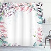 image:imageAmbesonne Eucalyptus Shower Curtain Soft Colors with Watercolor Leaf Print Botanical Dreamy Forest Cloth Fabric Bathroom Decor Set with Hooks 69 W x 70 L Plum Pale Pink and Seafoam