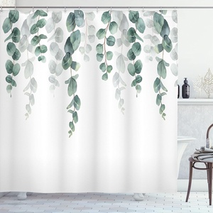 image:imageAmbesonne Eucalyptus Shower Curtain Watercolor Leaves Top Plant Look Print Greenery Weeping Branches Cloth Fabric Bathroom Decor Set with Hooks 69 W x 70 L Sage Green Reseda Green