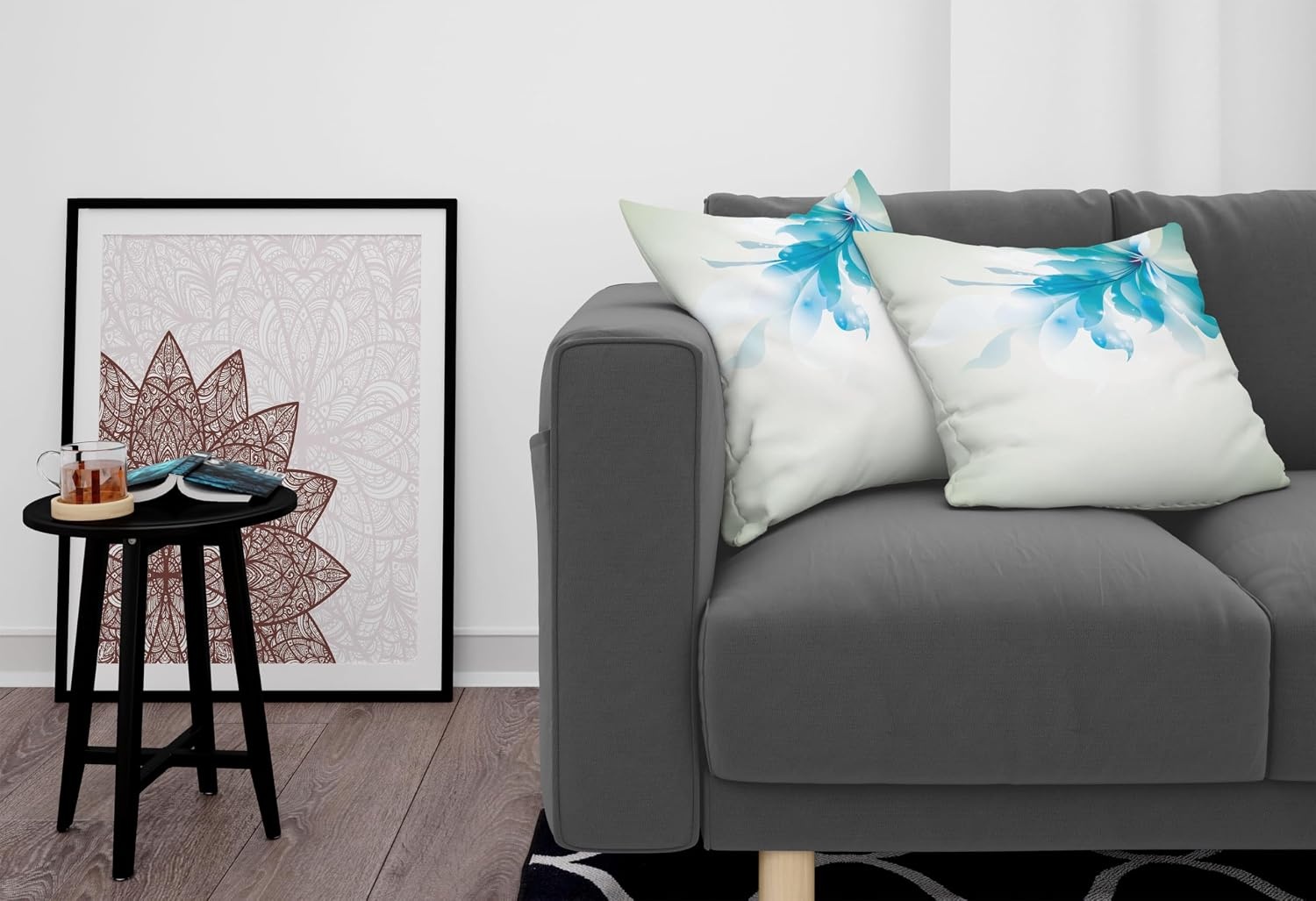 image:imageAmbesonne Abstract Throw Decorative Pillow Cover Home amp Living Room Geometric Composition Colorful Striped Dotted Rhombus Decorative Square Accent Cushion Pillow Case 20 X 20 Purple White GreyPale Blue and White