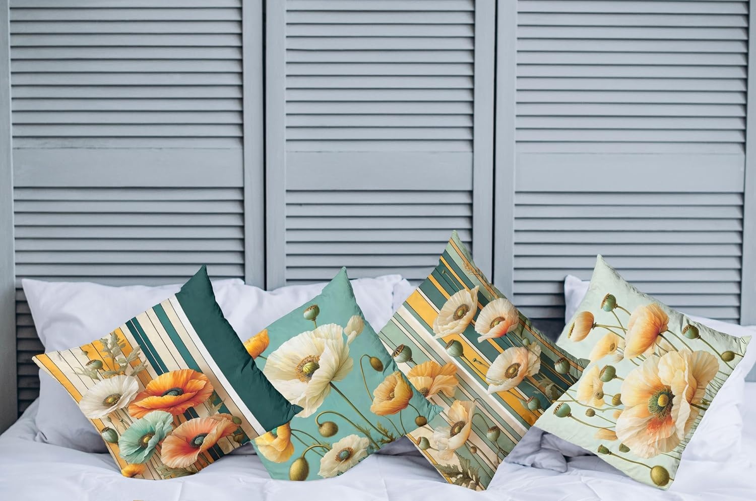 image:imageAmbesonne Abstract Throw Decorative Pillow Cover Home amp Living Room Geometric Composition Colorful Striped Dotted Rhombus Decorative Square Accent Cushion Pillow Case 20 X 20 Purple White GreyTeal Orange and Mustard