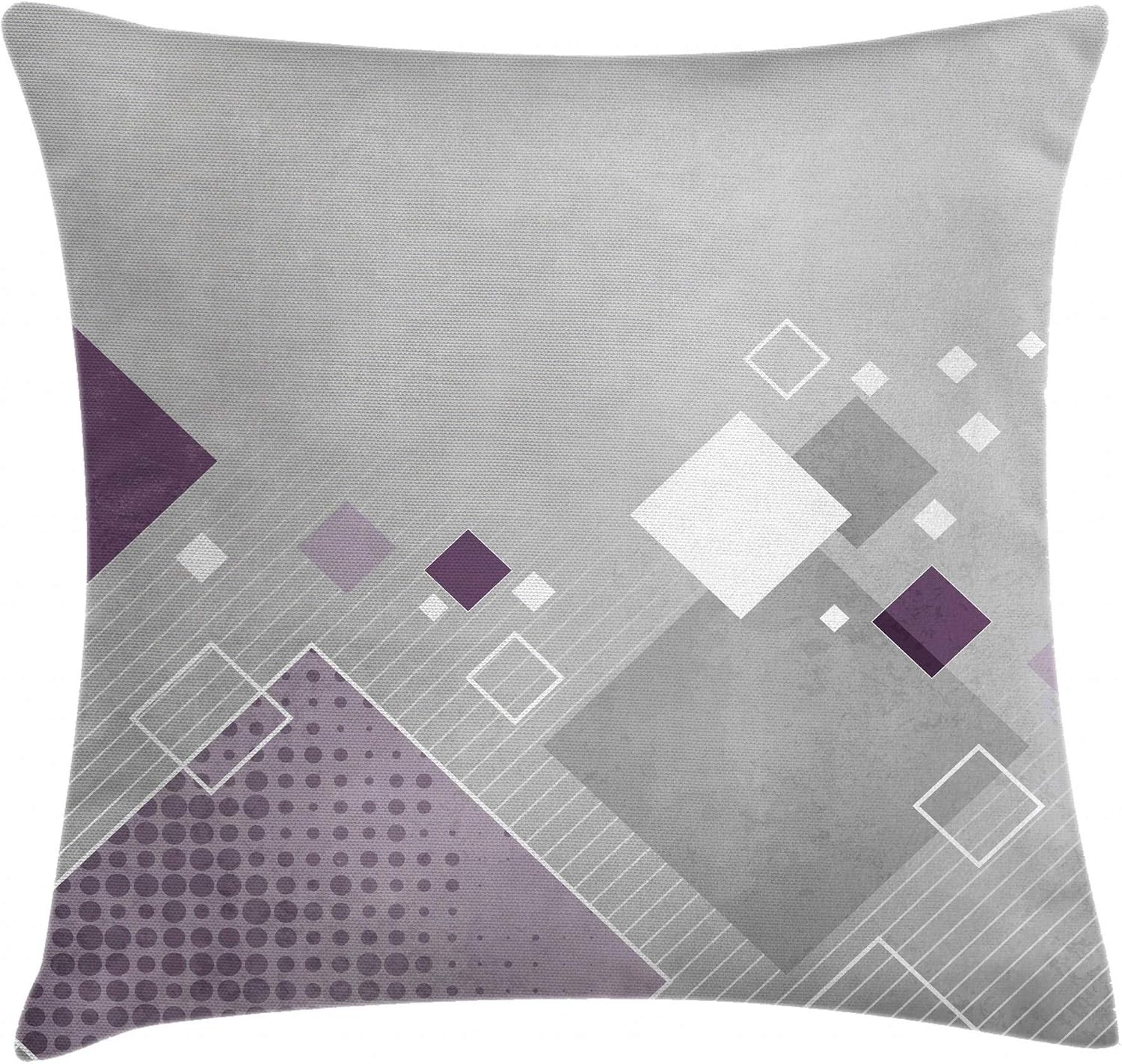 image:imageAmbesonne Abstract Throw Decorative Pillow Cover Home amp Living Room Geometric Composition Colorful Striped Dotted Rhombus Decorative Square Accent Cushion Pillow Case 20 X 20 Purple White GreyPurple White Grey