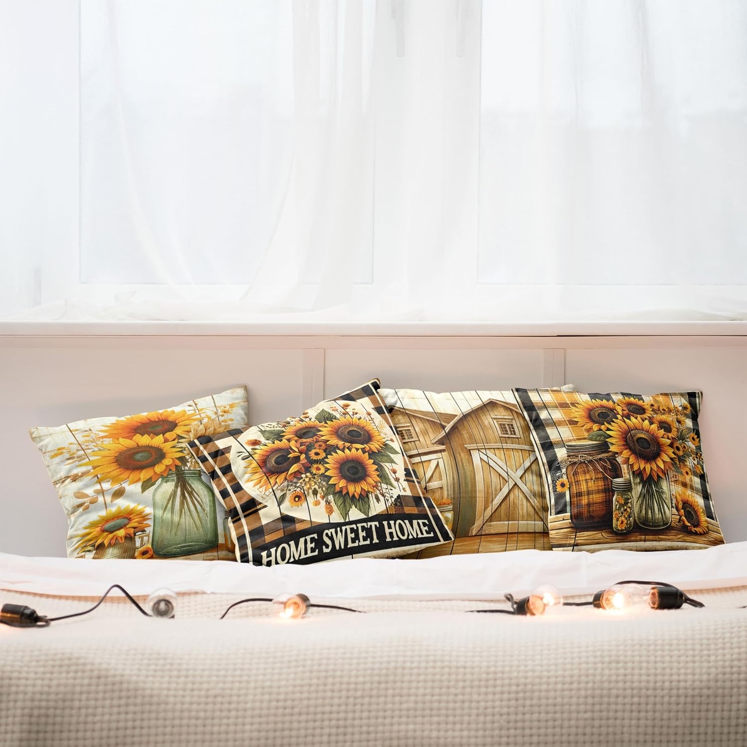 image:imageAmbesonne Abstract Throw Decorative Pillow Cover Home amp Living Room Geometric Composition Colorful Striped Dotted Rhombus Decorative Square Accent Cushion Pillow Case 20 X 20 Purple White GreyOrange Green Caramel