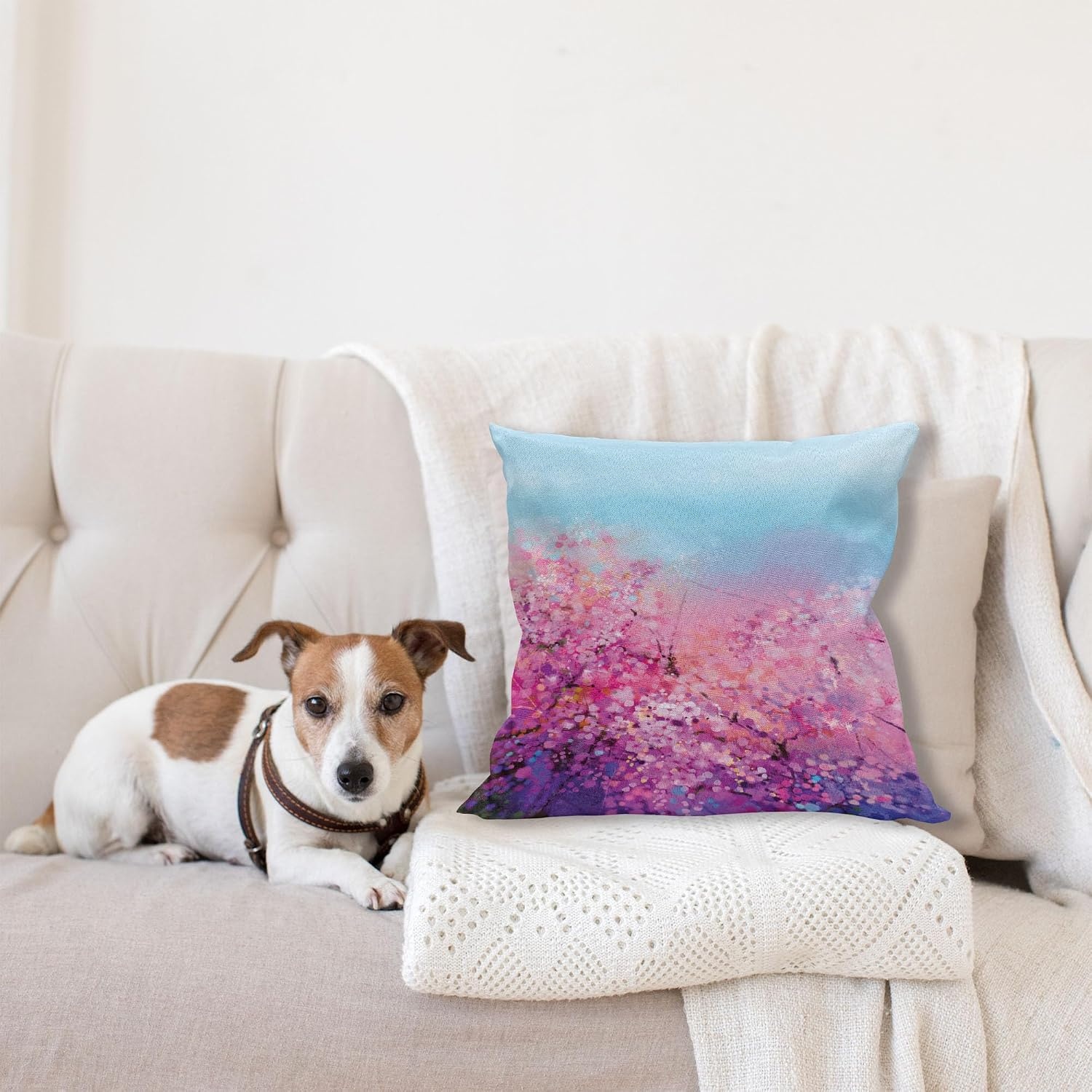 image:imageAmbesonne Abstract Throw Decorative Pillow Cover Home amp Living Room Geometric Composition Colorful Striped Dotted Rhombus Decorative Square Accent Cushion Pillow Case 20 X 20 Purple White GreyPurple