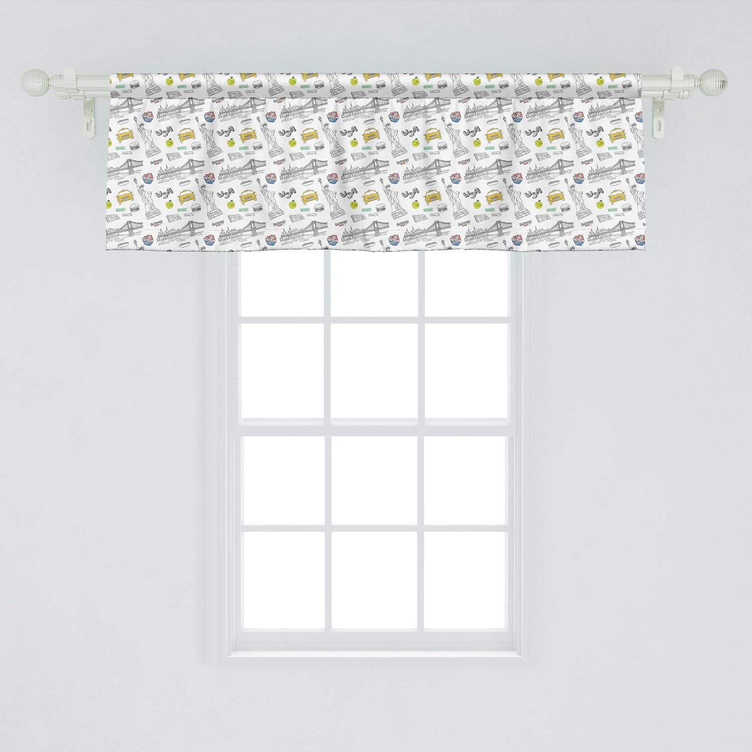 image:imageAmbesonne Flamingo Window Valance Heron and Flamingo Birds with Watercolor Design Wildlife Nature Curtain Valance for Kitchen Bedroom Decor with Rod Pocket 54 X 18 Grey Vermilion WhiteYellow Grey White
