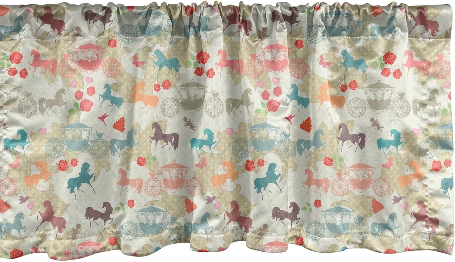 image:imageAmbesonne Flamingo Window Valance Heron and Flamingo Birds with Watercolor Design Wildlife Nature Curtain Valance for Kitchen Bedroom Decor with Rod Pocket 54 X 18 Grey Vermilion WhiteDark Eggshell