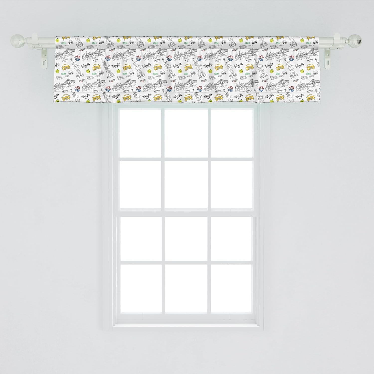 image:imageAmbesonne Flamingo Window Valance Heron and Flamingo Birds with Watercolor Design Wildlife Nature Curtain Valance for Kitchen Bedroom Decor with Rod Pocket 54 X 18 Grey Vermilion WhiteYellow Grey White