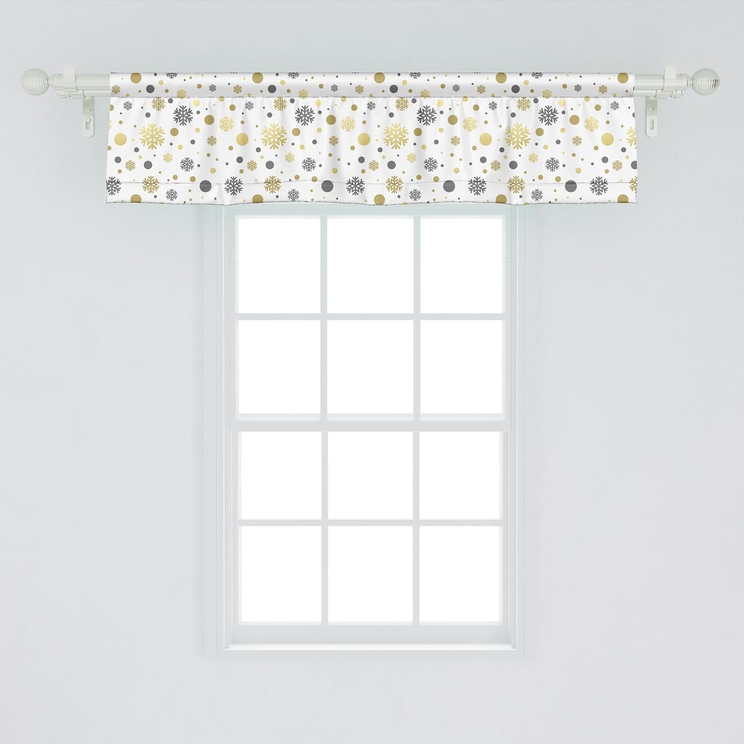 image:imageAmbesonne Leaf Window Valance Vintage Retro 60s Seem Banana Palm Tree Leaves Flowers Hibiscus Curtain Valance for Kitchen Bedroom Decor with Rod Pocket 54 X 18 Caramel BurgundyGrey Yellow White