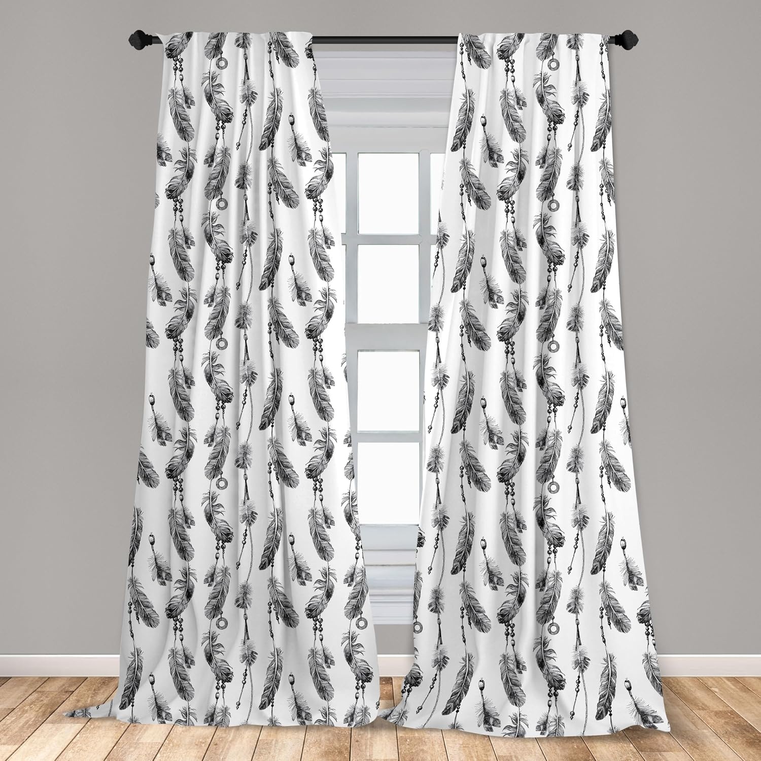 image:imageAmbesonne Watercolor Window Curtains Christmas Themed Floral Poinsettia Berries Winter Inspirations Leaf Lightweight Decor 2Panel Set with Rod Pocket Pair of  28 x 84 Vermilion Yellow GreenGrey and Charcoal