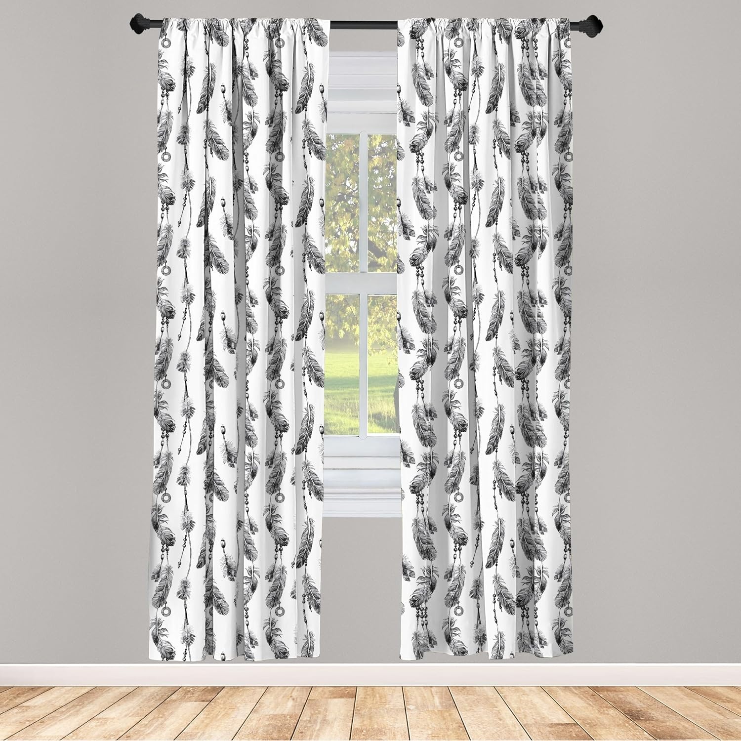 image:imageAmbesonne Watercolor Window Curtains Christmas Themed Floral Poinsettia Berries Winter Inspirations Leaf Lightweight Decor 2Panel Set with Rod Pocket Pair of  28 x 84 Vermilion Yellow GreenGrey and Charcoal