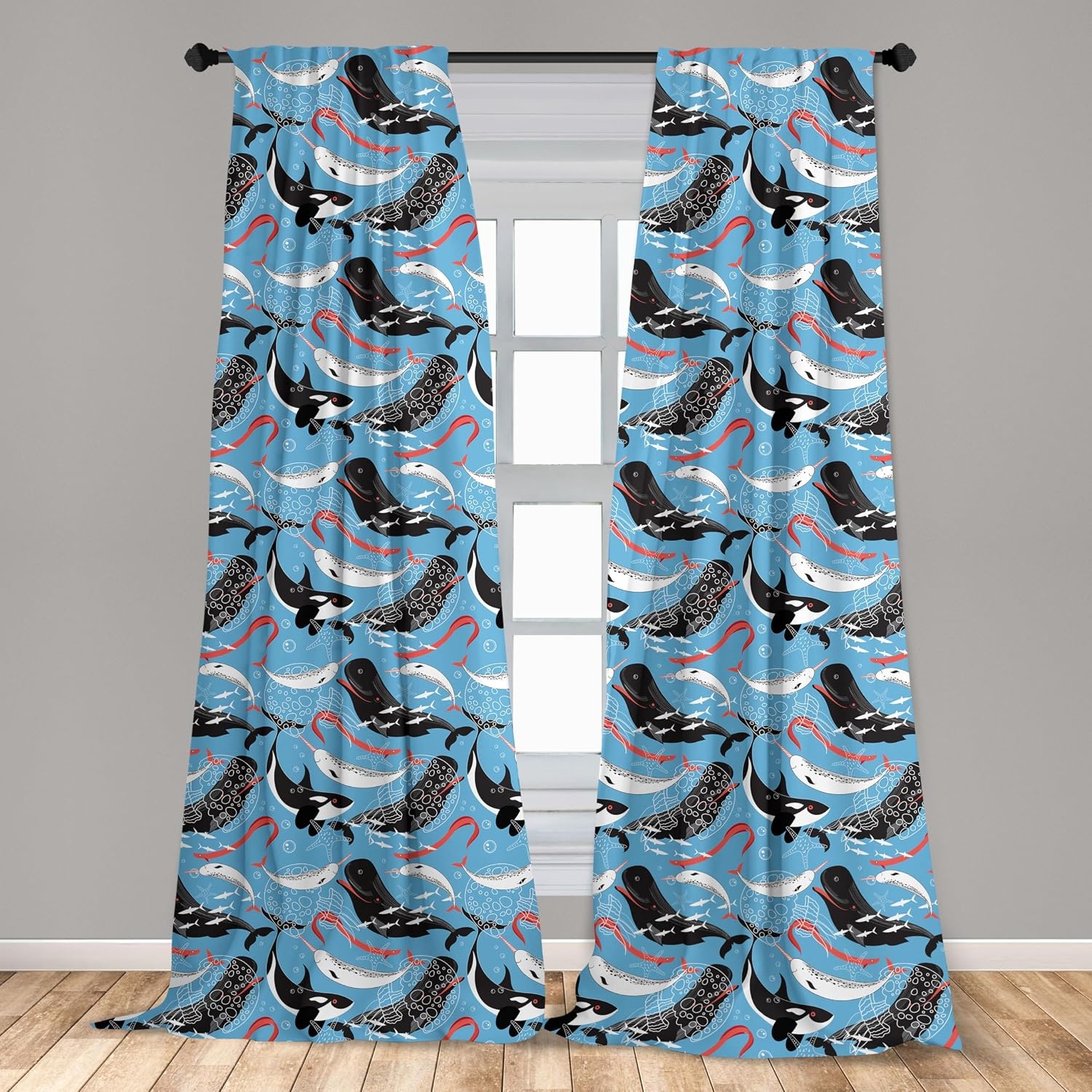 image:imageAmbesonne Watercolor Window Curtains Christmas Themed Floral Poinsettia Berries Winter Inspirations Leaf Lightweight Decor 2Panel Set with Rod Pocket Pair of  28 x 84 Vermilion Yellow GreenCoral Black