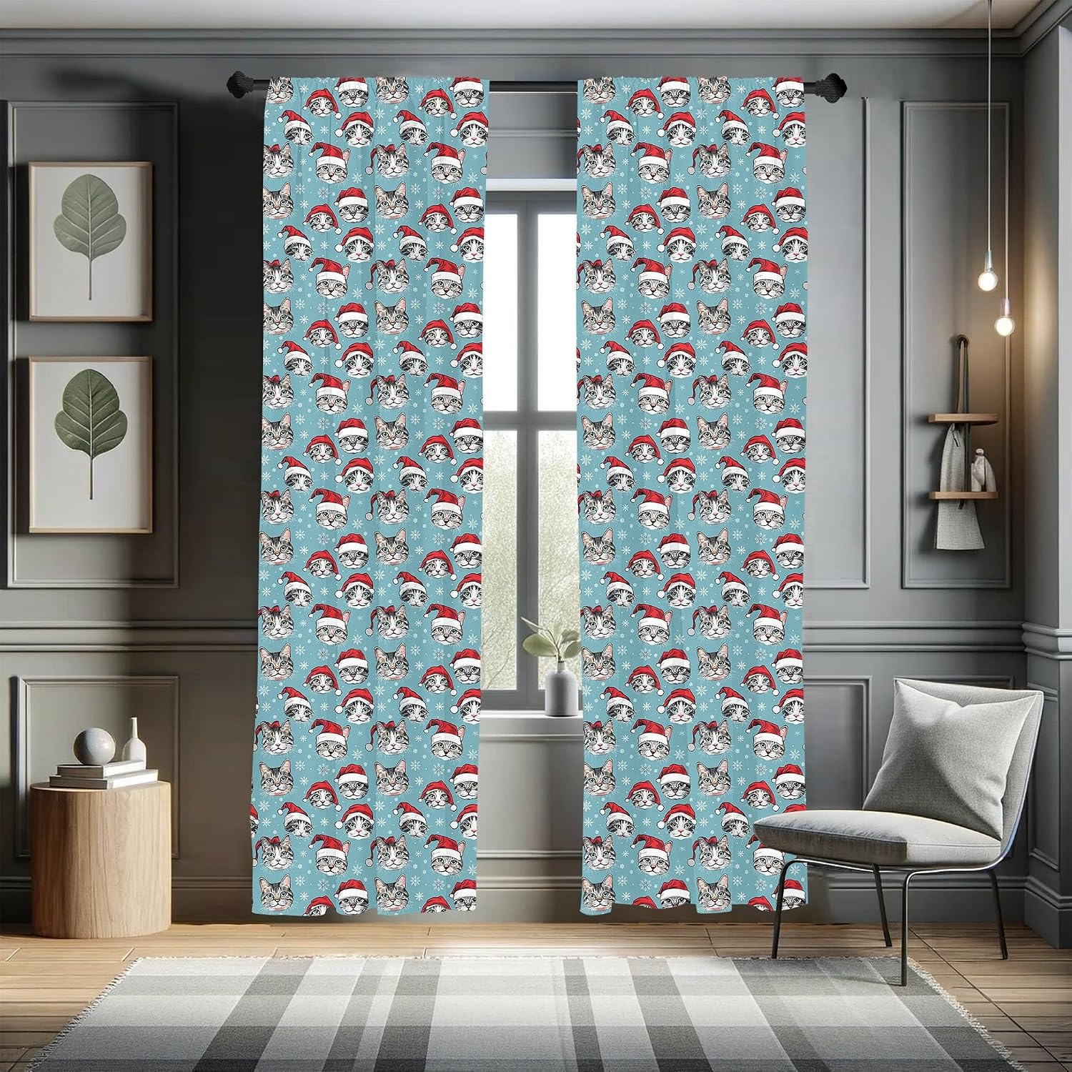 image:imageAmbesonne Watercolor Window Curtains Christmas Themed Floral Poinsettia Berries Winter Inspirations Leaf Lightweight Decor 2Panel Set with Rod Pocket Pair of  28 x 84 Vermilion Yellow GreenSlate Blue Ecru and Vermilion