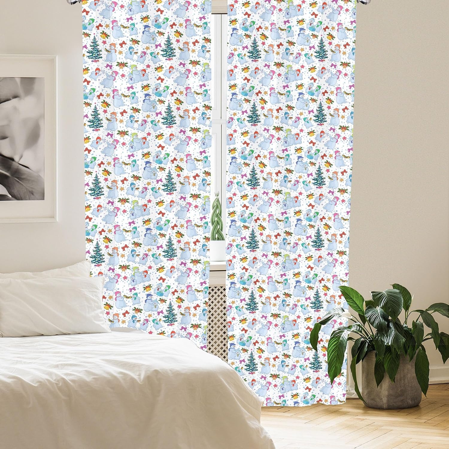 image:imageAmbesonne Watercolor Window Curtains Christmas Themed Floral Poinsettia Berries Winter Inspirations Leaf Lightweight Decor 2Panel Set with Rod Pocket Pair of  28 x 84 Vermilion Yellow GreenPale Ceil Blue