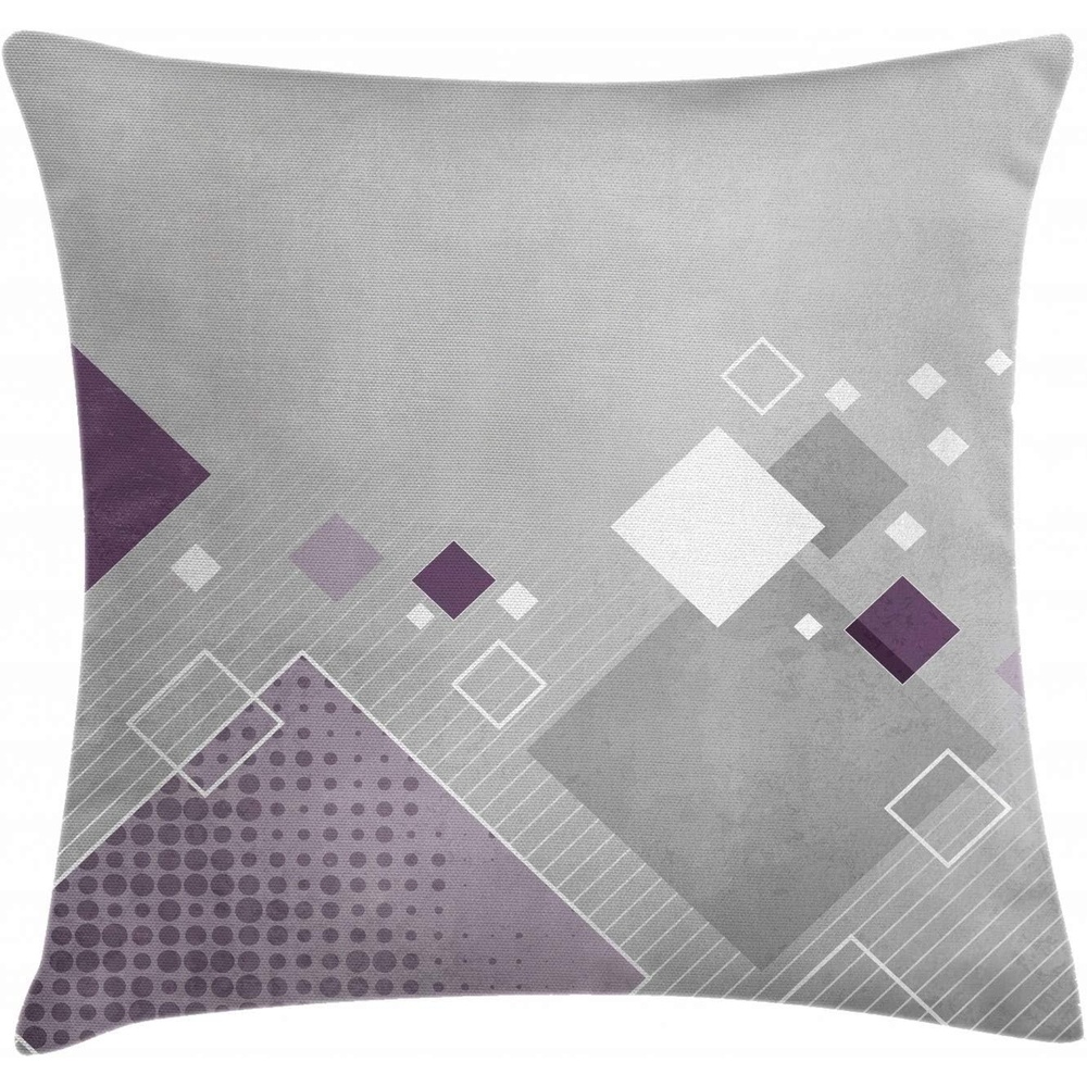 image:imageAmbesonne Abstract Throw Decorative Pillow Cover Home amp Living Room Geometric Composition Colorful Striped Dotted Rhombus Decorative Square Accent Cushion Pillow Case 20 X 20 Purple White GreyPurple White Grey