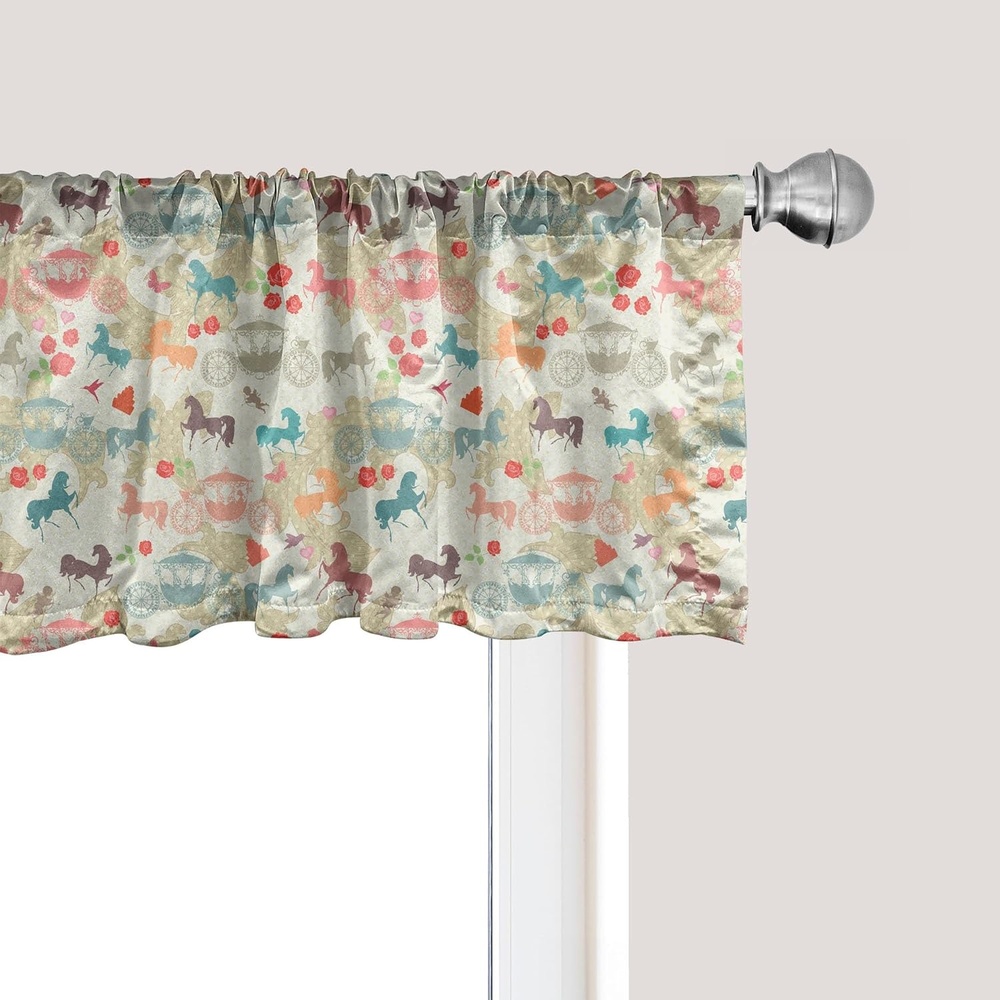 image:imageAmbesonne Flamingo Window Valance Heron and Flamingo Birds with Watercolor Design Wildlife Nature Curtain Valance for Kitchen Bedroom Decor with Rod Pocket 54 X 18 Grey Vermilion WhiteDark Eggshell