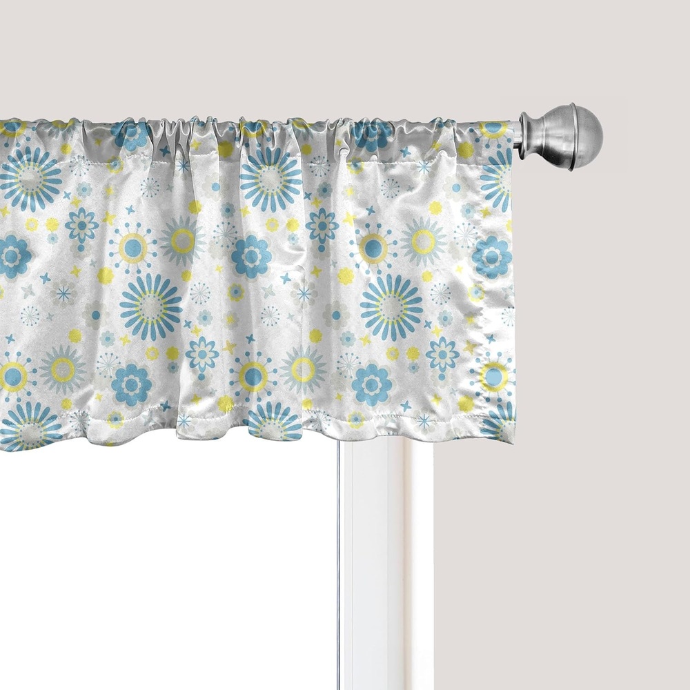 image:imageAmbesonne Flamingo Window Valance Heron and Flamingo Birds with Watercolor Design Wildlife Nature Curtain Valance for Kitchen Bedroom Decor with Rod Pocket 54 X 18 Grey Vermilion WhiteBlue Yellow Pale Grey