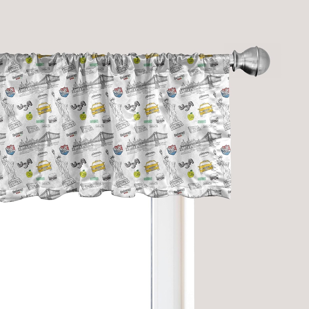 image:imageAmbesonne Flamingo Window Valance Heron and Flamingo Birds with Watercolor Design Wildlife Nature Curtain Valance for Kitchen Bedroom Decor with Rod Pocket 54 X 18 Grey Vermilion WhiteYellow Grey White